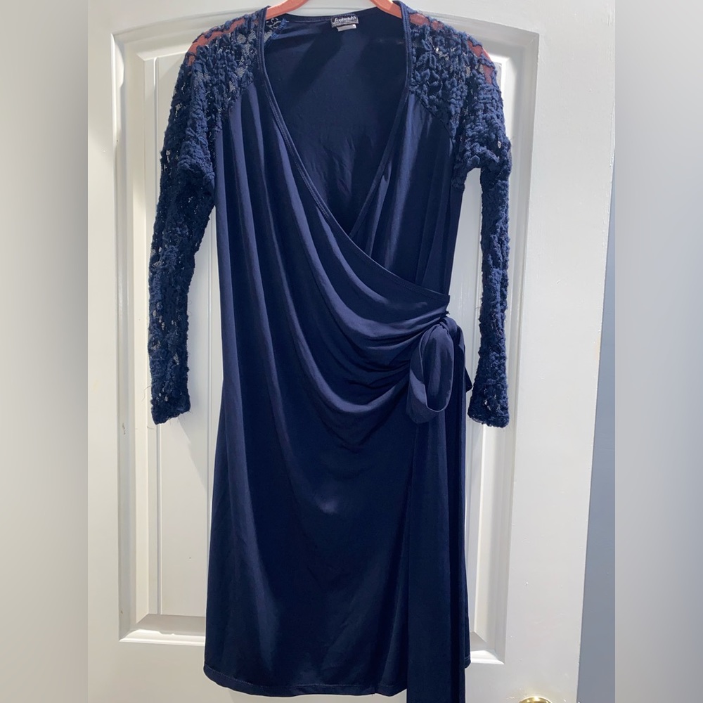 Fredrick’s of Hollywood lace sleeve wrap dress